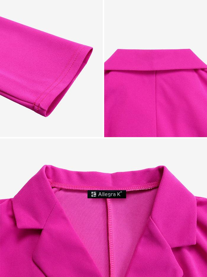Allegra K Tailored Pleats & Cinched Waist Notched Lapel Tie Waist Pleated Office Chic Blazer Dress
