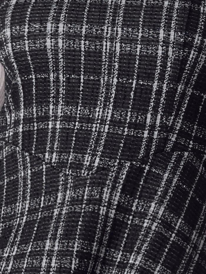 Allegra K Tweed Plaid Sleeveless Pockets A-Line Pinafore Overall Dress