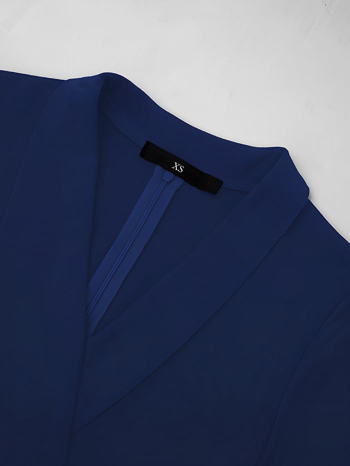 Allegra K V Neck Solid Color Fake Two-Piece Belted Sheath Dress