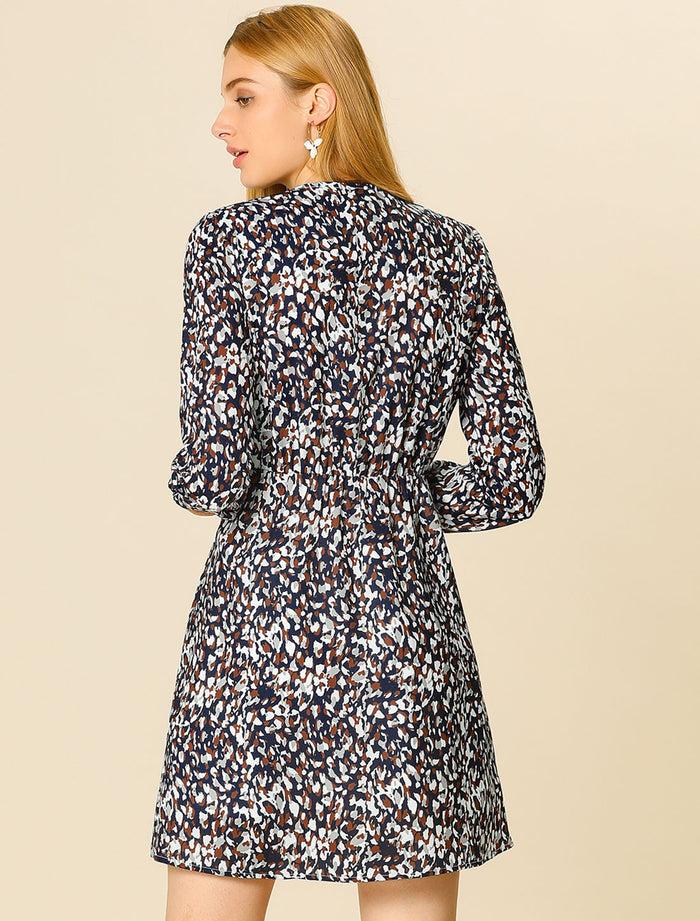 Allegra K Valentine's Day A-line Pleated Fit And Flared Leopard Dress