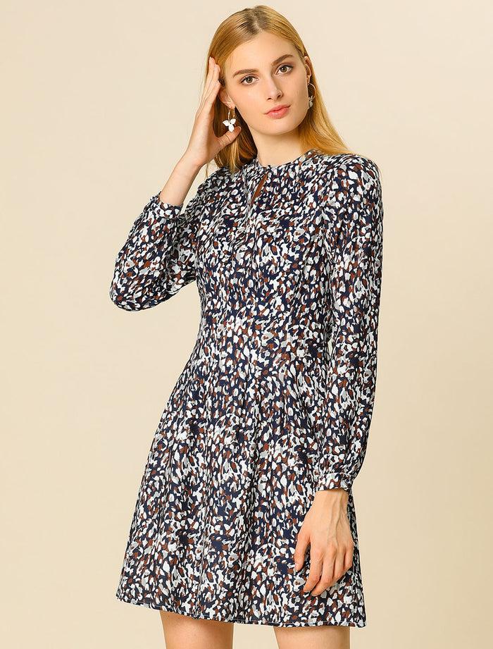 allegra k Valentine's Day A-line Pleated Fit and Flared Leopard Dress