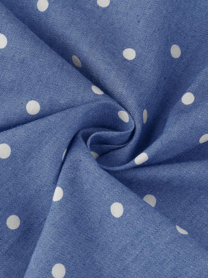 Allegra K Vintage Polka Dot Tie Waist Sleeveless A-Line Denim Shirt Dress