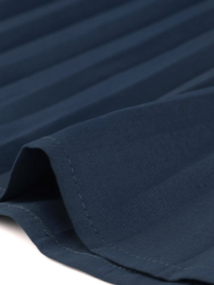 Allegra K Women's Retro Ruffled Collar Short Sleeve A-Line Pleated Dress