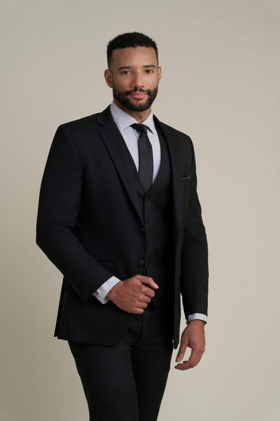 Allure Bridals Mens The Retail Black Notch Lapel Suit