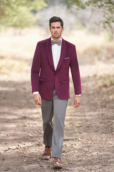 Allure Bridals Suits And Wedding Tuxedos The Venice Velvet Jackets Cranberry Shawl Lapel Jacket