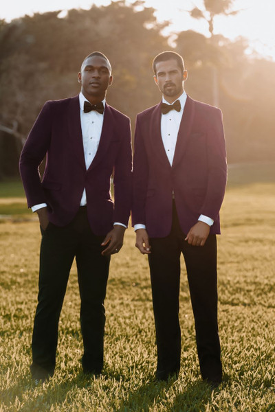 allure bridals Suits and Wedding Tuxedos The Venice Velvet Jackets Aubergine Shawl Lapel Jacket