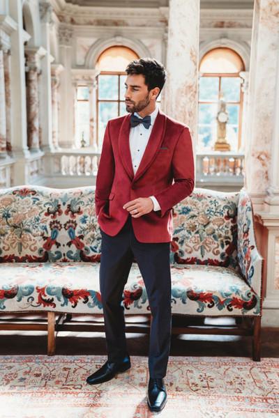Allure Bridals Suits And Wedding Tuxedos The Venice Velvet Jackets Ruby Red Shawl Lapel Jacket