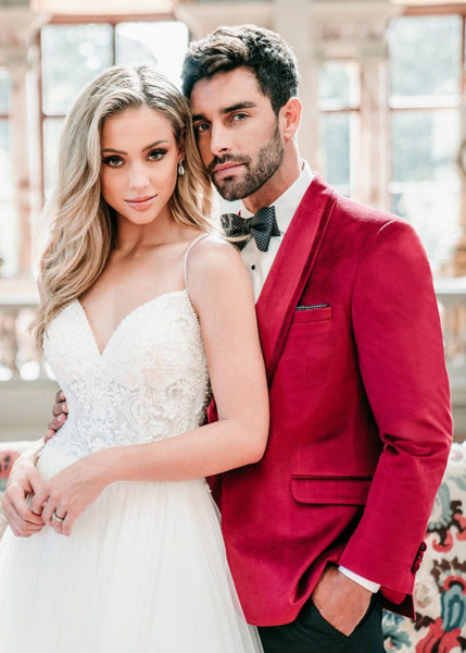 allure bridals Suits and Wedding Tuxedos The Venice Velvet Jackets Ruby Red Shawl Lapel Jacket