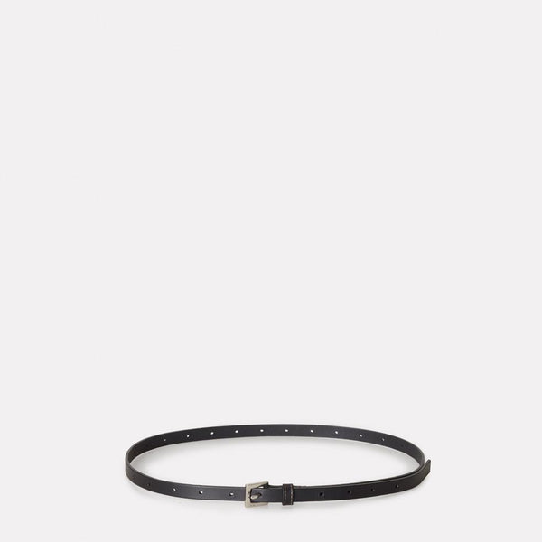 ally capellino Etty Slim Leather Belt in Black