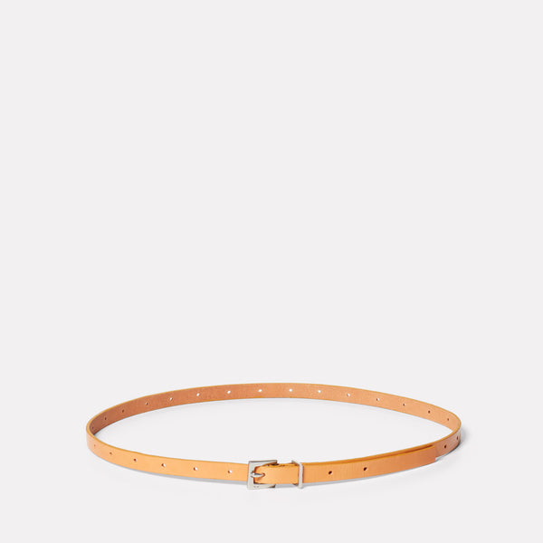 ally capellino Etty Slim Leather Belt in Tan