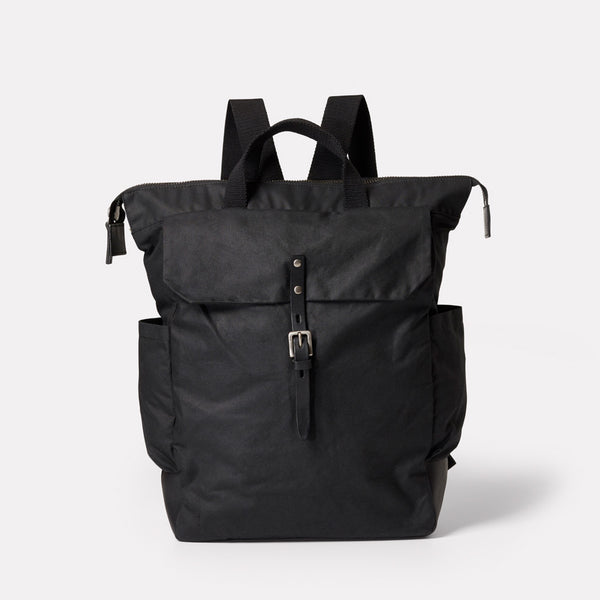 ally capellino Fin Waxed Cotton Backpack in Black