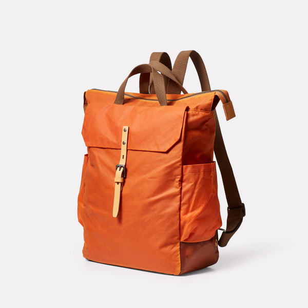 Ally Capellino Fin Waxed Cotton Backpack In Burnt