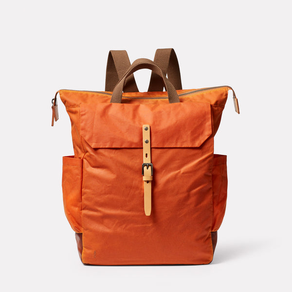 ally capellino Fin Waxed Cotton Backpack in Burnt