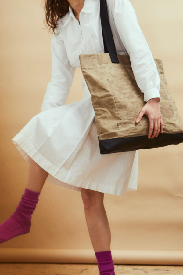 Ally Capellino Farah Papery Waxed Cotton Tote In Mineral