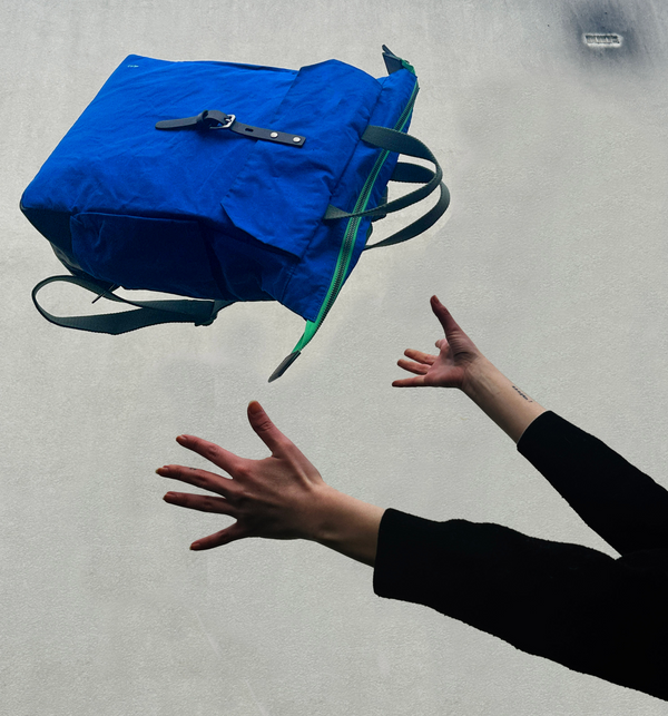 Ally Capellino Fin Waxed Cotton Backpack In Oxbridge