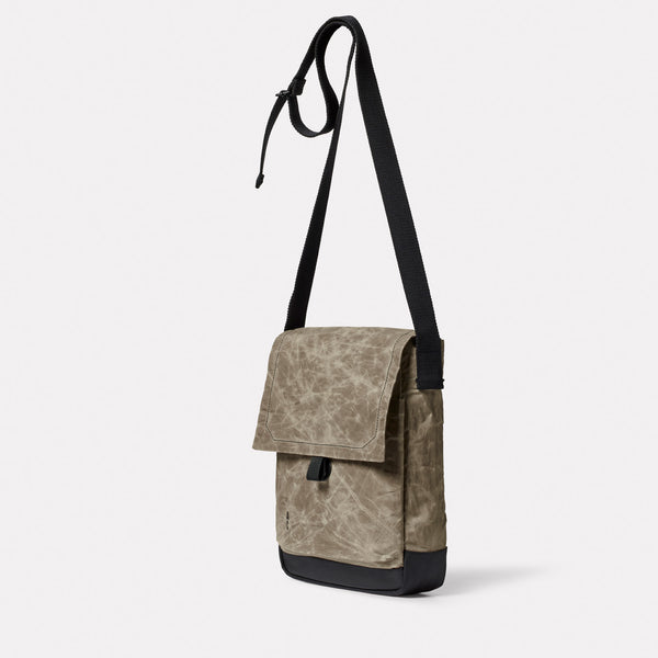 Ally Capellino Finch Papery Waxed Cotton Crossbody Satchel In Mineral
