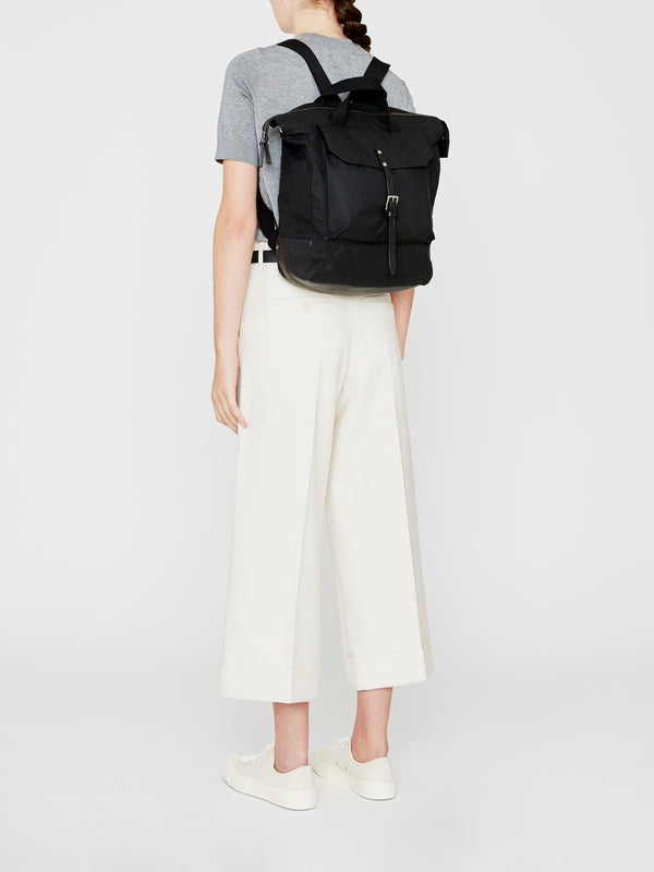 Ally Capellino Frances Waxed Cotton Rucksack In Black