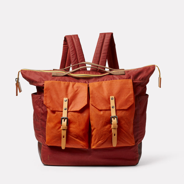 ally capellino Frank Large Waxed Cotton Rucksack in Buddha