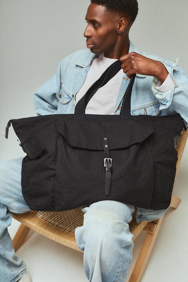 Ally Capellino Freddie Waxed Cotton Holdall In Black