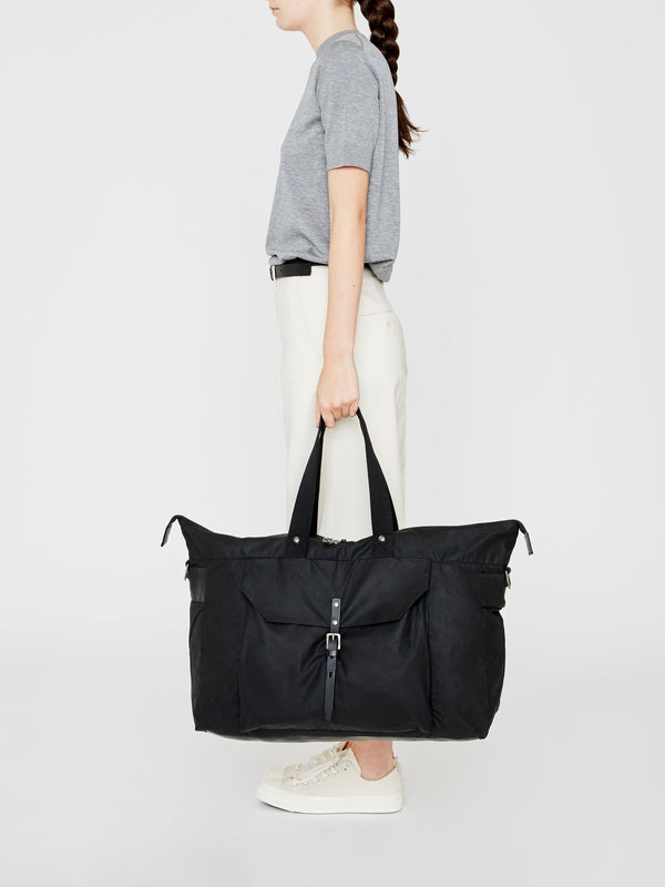 Ally Capellino Freddie Waxed Cotton Holdall In Black