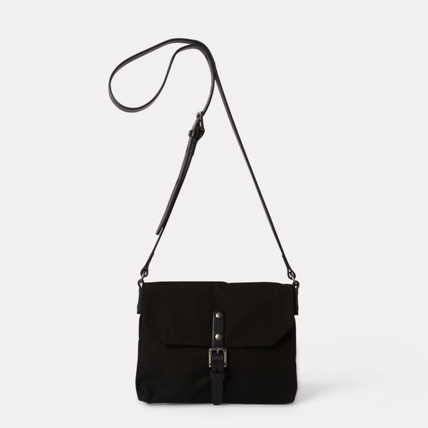 ally capellino Friday Waxed Cotton Crossbody Bag in Black