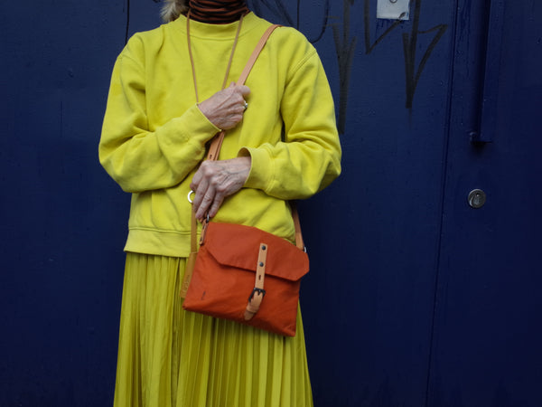 Ally Capellino Friday Waxed Cotton Crossbody Bag In Burnt