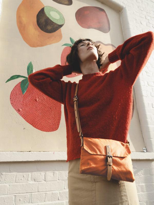 Ally Capellino Friday Waxed Cotton Crossbody Bag In Burnt