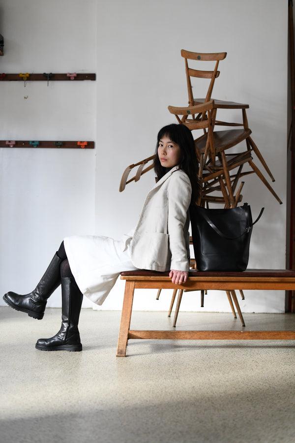 Ally Capellino Lloyd Large Bucket In Black Wellington Leather