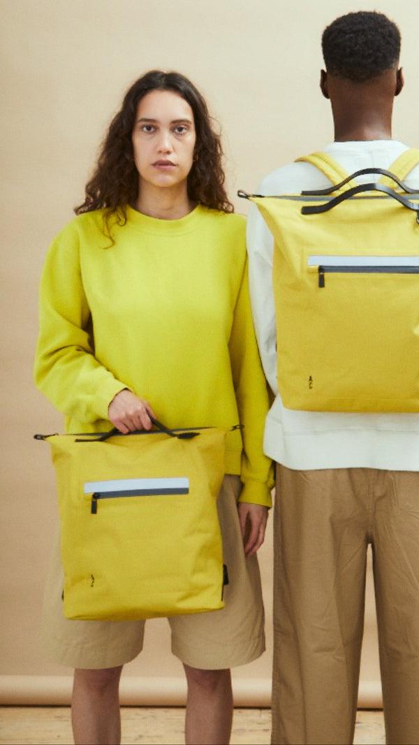 Ally Capellino Mini Hoy Travel Cycle Recycled Backpack In Lemon