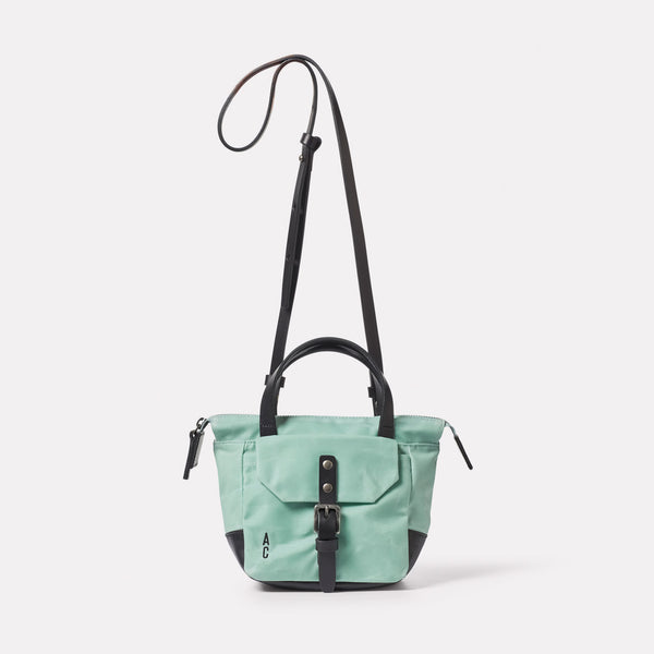 Ally Capellino Squat Waxed Cotton Crossbody Mini Bag In Aqua