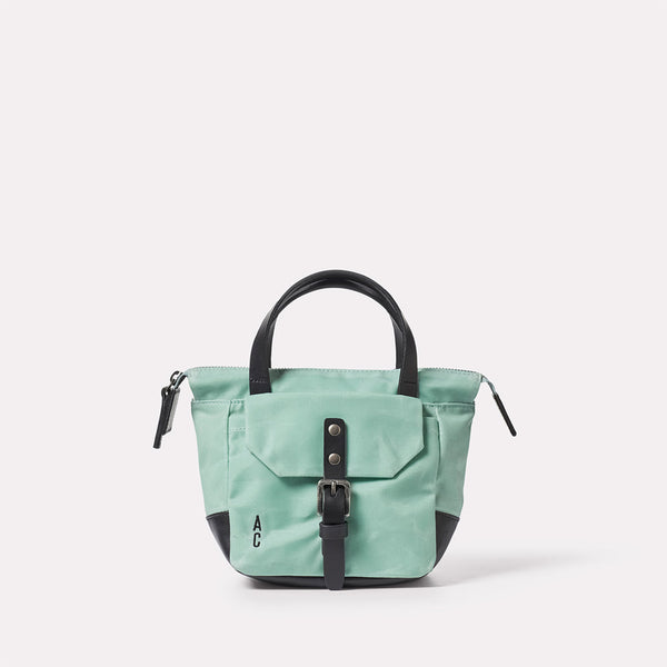 ally capellino Squat Waxed Cotton Crossbody Mini Bag in Aqua