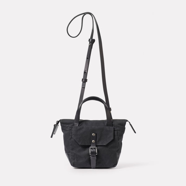 Ally Capellino Squat Waxed Cotton Crossbody Mini Bag In Black