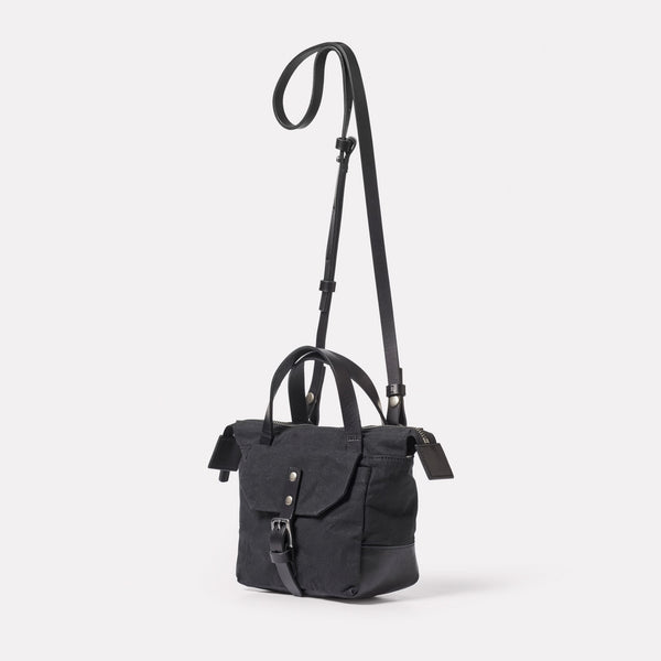 Ally Capellino Squat Waxed Cotton Crossbody Mini Bag In Black