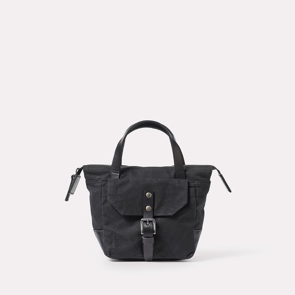 ally capellino Squat Waxed Cotton Crossbody Mini Bag in Black
