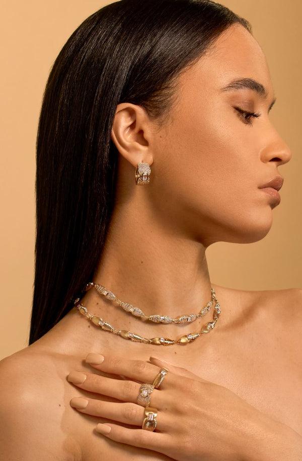 Almasika Adiré Pavé Diamond Huggie Earrings