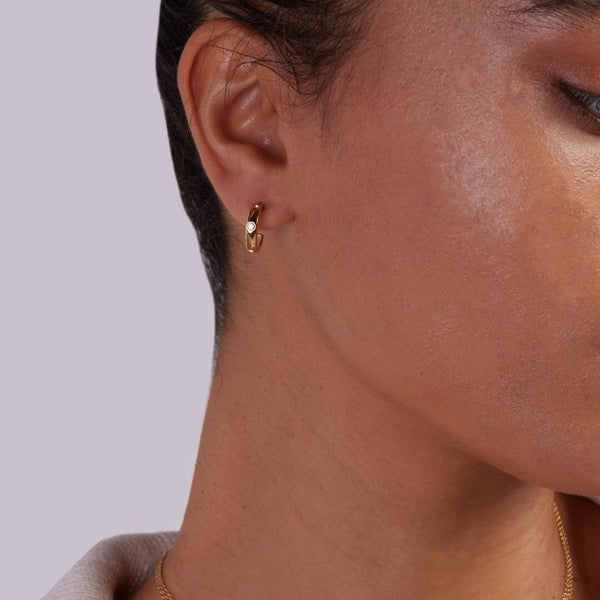 Almasika Berceau Diamond Demi Hoop Earrings