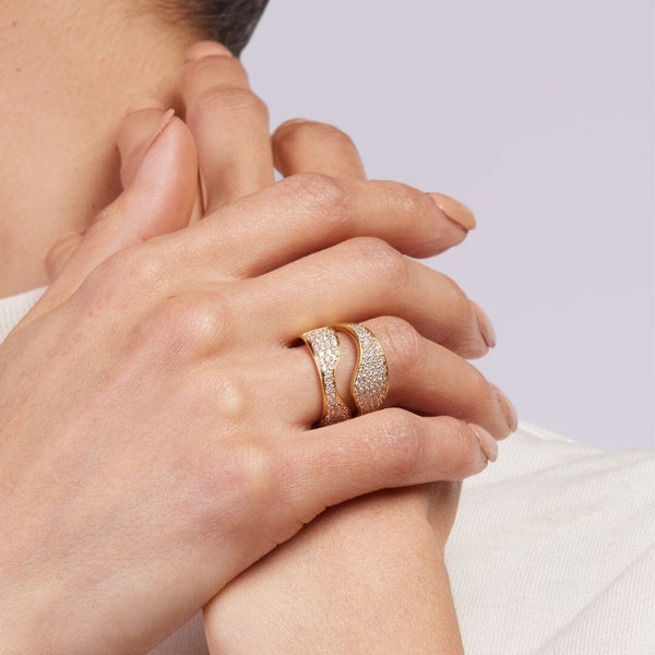 Almasika Berceau Pavé Diamond Interlocking Rings