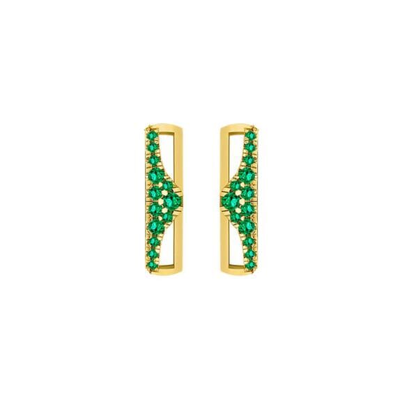 almasika Berceau Pavé Emerald Bar Earrings