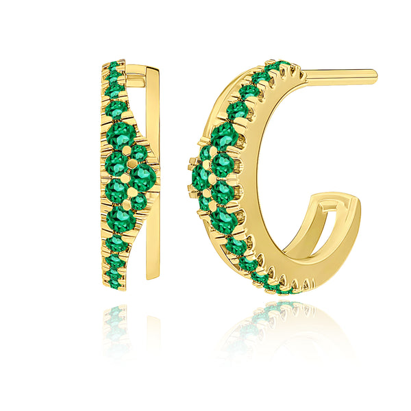 almasika Berceau Pavé Emerald Bar Hoop Earrings