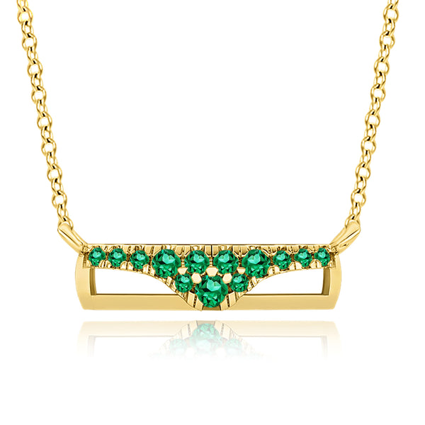 almasika Berceau Pavé Emerald Bar Necklace