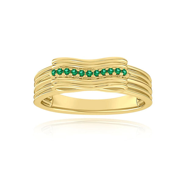 almasika Berceau Pavé Emerald Motif Ring