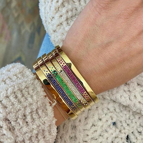 Almasika Berceau Pavé Emerald Open Cuff