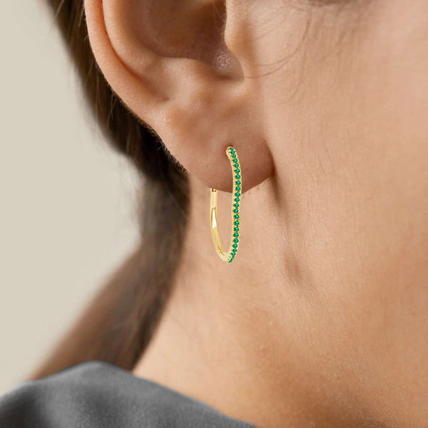 Almasika Berceau Pavé Tsavorite Hoop Earrings