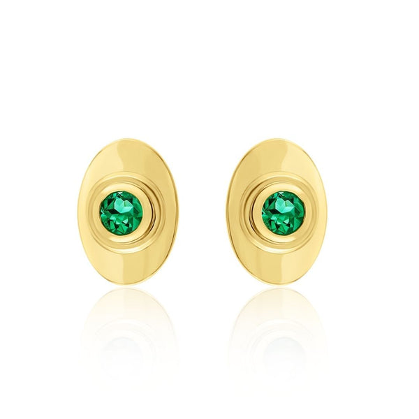 almasika Bezel Emerald Stud Earrings