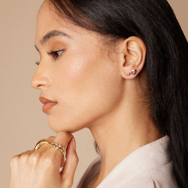 Almasika Harmony Pink Sapphire Climber Earrings