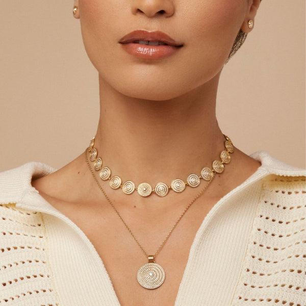 Almasika Universum Pavé Diamond Medallion Necklace