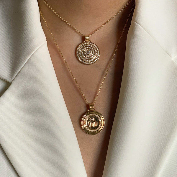 Almasika Universum Pavé Diamond Medallion Necklace