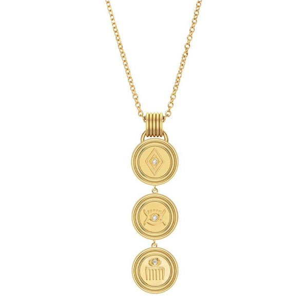 almasika Veni Vidi Vici Medallion Lariat Necklace