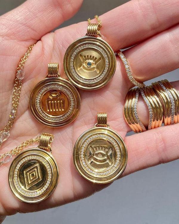 Almasika Vidi Pavé Diamond Medallion Necklace