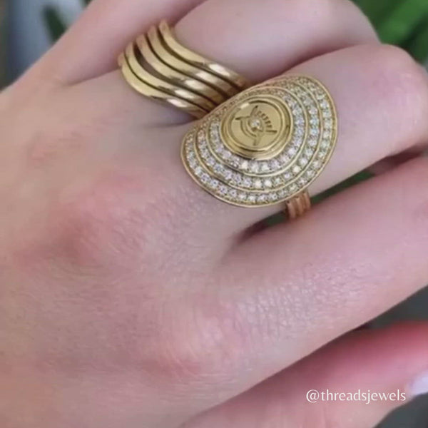 Almasika Vidi Pavé Diamond Signet Ring